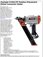 Paslode F150S-PP Positive Placement Metal Connector Nailer