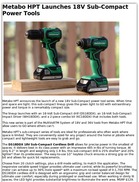 Metabo HPT Launches 18V Sub-Compact Power Tools