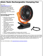 Klein Tools Rechargeable Clamping Fan