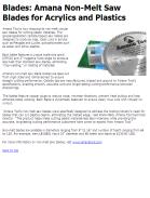 Amana Non-Melt Saw Blades for Acrylics and Plastics