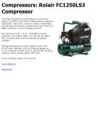 Compressors: Rolair FC1250LS3 Compressor