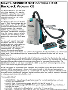 Makita GCV08PM XGT Cordless HEPA Backpack Vacuum Kit