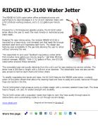 RIDGID KJ-3100 Water Jetter