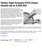 Parker High Pressure PTFE Hoses Handle Up to 5,500 PSI