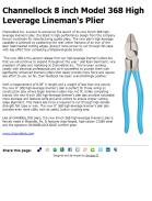 Channellock 8 inch Model 368 High Leverage Lineman's Plier