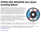 PFERD SGP WHISPER-ALU Quiet Grinding Wheel