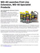 WD-40 Launches First Line Extension, WD-40 Specialist Products