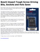 Bosch Impact Tough Screw Driving Bits, Sockets and Hole Saws