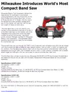 Milwaukee Introduces World's Most Compact Band Saw
