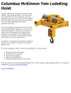 Columbus McKinnon Yale LodeKing Hoist