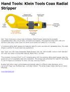 Hand Tools: Klein Tools Coax Radial Stripper