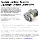 Cords & Lighting: Appleton Liquidtight Conduit Connectors