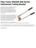Pipe Tools: RIDGID 600 Series Instrument Tubing Bender