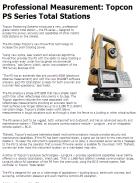 Professional Measurement: Topcon PS Series Total Stations