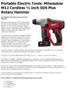 Portable Electric Tools: Milwaukee M12 Cordless Half-Inch SDS Plus Rotary Hammer