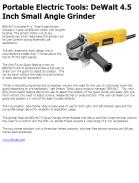 Portable Electric Tools: DeWalt 4.5 Inch Small Angle Grinder