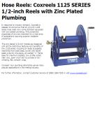Hose Reels: Coxreels 1125 SERIES 1/2-inch Reels with Zinc Plated Plumbing