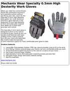 Mechanix Wear Specialty 0.5mm High Dexterity Work Gloves