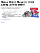 United Abrasives Metal-cutting Carbide Blades