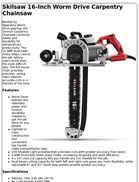 Skilsaw 16-Inch Worm Drive Carpentry Chainsaw
