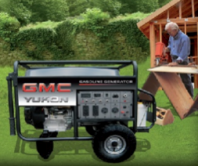 The new  GMC Yukon 6000 Portable Gasoline Generator's durability and convenience  features include a wireless remote starter. 