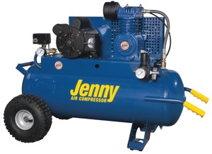 Jenny Products, Inc. offers a line of K-series electric wheeled-portable compressors. Durable and powerful, yet highly portable, the K-series is designed to meet the demands of the DIY/homeowner to professional contractor customers.
