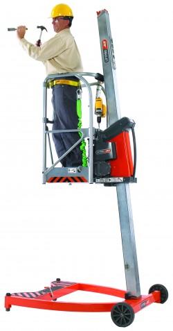 JLG's LiftPod is a portable, personal aerial work platform powered by an 18-volt cordless drill. 