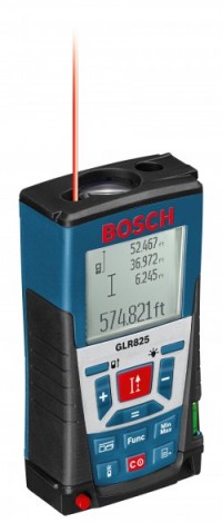 The Bosch GLR825 laser range finder has an 825-foot range with  accuracy to within 1 millimeter.  