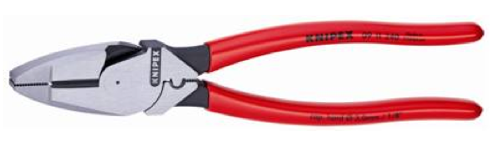 The KNIPEX Lineman’s Pliers with Crimper and Fish Tape Puller is three powerful tools in one. The KNIPEX Lineman’s Pliers with Crimper and Fish Tape Puller is three powerful tools in one.