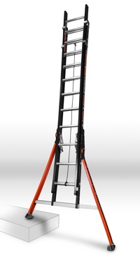 Little Giant's new SumoStance delivers safety to working professionals by tripling the base width of ordinary extension ladders and increasing side-tip stability by over 500%. 