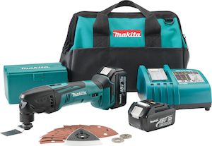 The 18V LXT Lithium-Ion Cordless Multi-Tool (LXMT025) delivers up to 15 minutes of run time with Makita’s fast-charging 18V LXT Lithium-Ion battery.