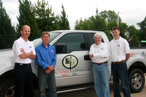 The revitalization of  Sterling wheelbarrow brand is being driven by MFC’s management team of (L-R) Dan Block, vice president of sales; Tim Fox, controller; owner Tom Miller; and Brian Pfannes, vice president of operations. 