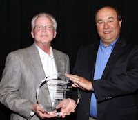 Simpson Strong-Tie's Kent Gilbert & Mike Clemente accept the Sphere 1 Vendor Partner of the Year award for 2012..