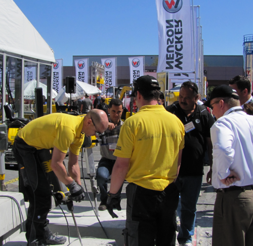 The Wacker Neuson exhibit outside of the Central Hall thronged with attendees for the entire show. The Wacker Neuson exhibit outside of the Central Hall thronged with attendees for the entire show.