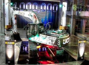 JCB's one millionth machine - a JS220 tracked excavator in shimmering silver. JCB's one millionth machine - a JS220 tracked excavator in shimmering silver.