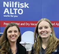 This year Nilfisk's Ashley Riley and Rachel Brutosky were showcasing the new Aero contractor grade systems.