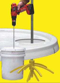 The Prazi StirWhip mixer handles liquids, paints, epoxies, glues, compounds and concrete.
