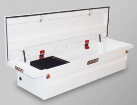 The WeatherGuard all-steel low-profile  saddle box.