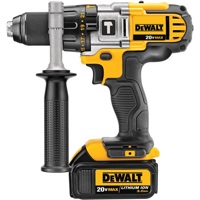 DeWalt's new 20 Volt MAX Lithium Ion premium hammerdrill (DCD985L2, shown here) and premium drill/driver (DCD980L2) both feature three-speed (0-600, 0-1,250, and 0-2,000 rpm) all-metal transmissions, &frac12;-inch metal ratcheting chucks and all-metal gear housings for rugged durability on the job.