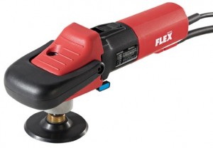 The Flex LE 12-3 100 West polisher features a new slim design water feed and flow control fitted under the motor housing delivers water thru a 3-jet disbursement nozzle directly to the work surface.