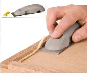 Power Adhesives' Mouseplane fits flush against a wood surface or edge to neatly remove any surplus dried glue or to fix uneven surfaces. 