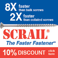 The Fasco Scrail fastens 8 times faster than bulk screws.