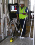 Ernesto Mendoza, ProContractor Supply, performa a GPR scan. Ernesto Mendoza, ProContractor Supply, performa a GPR scan.