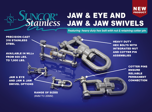 Suncor Stainless expands hardware line with heavy-duty marine-grade stainless steel swivels Suncor Stainless expands hardware line with heavy-duty marine-grade stainless steel swivels